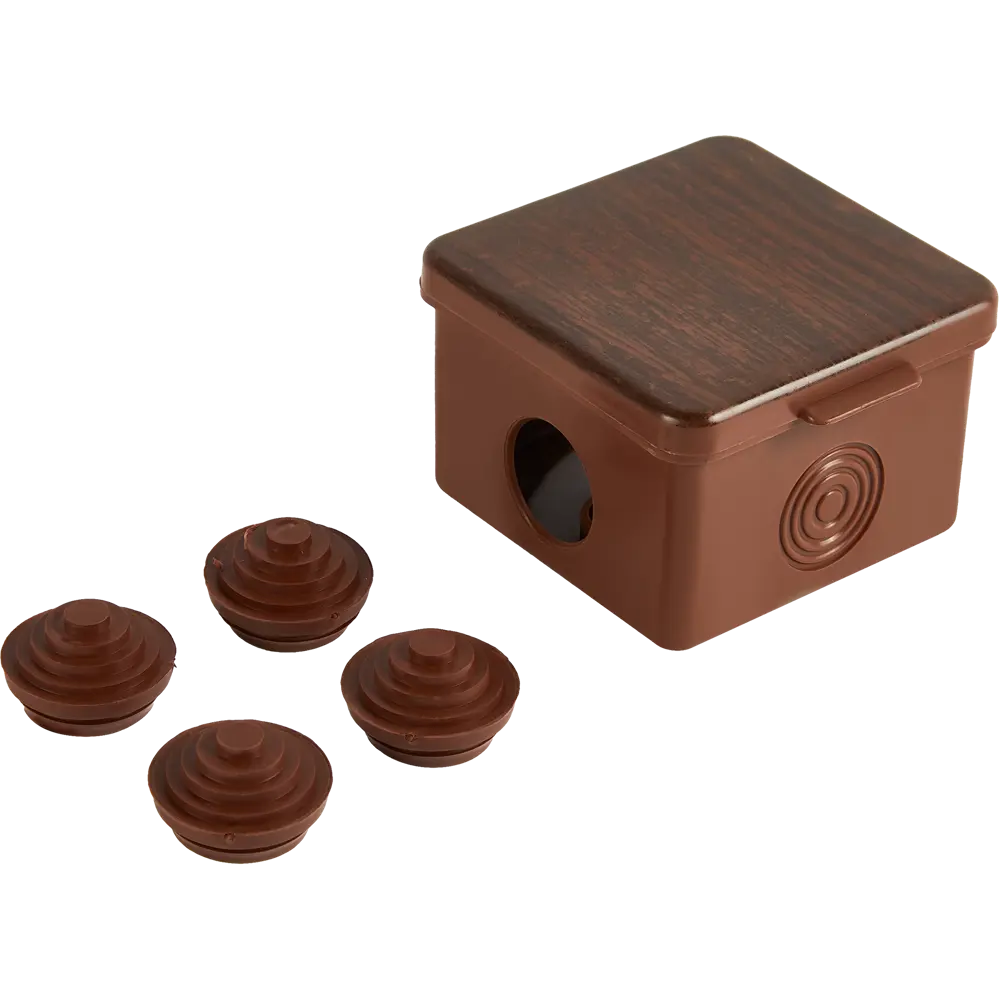 Распределительная коробка открытая TDM 65x65x50 мм 4 ввода IP54 цвет венге STLM-2140018 - Вид №1