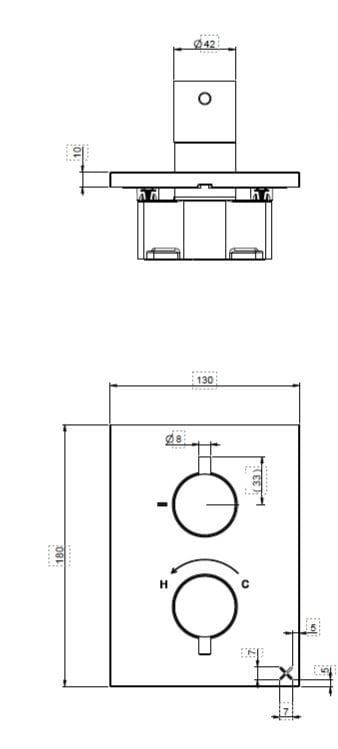 Термостатический смеситель для душа с 2 отверстиями из нержавеющей стали CROSSWATER 3ONE6 ARCH-00109867 - Вид №2