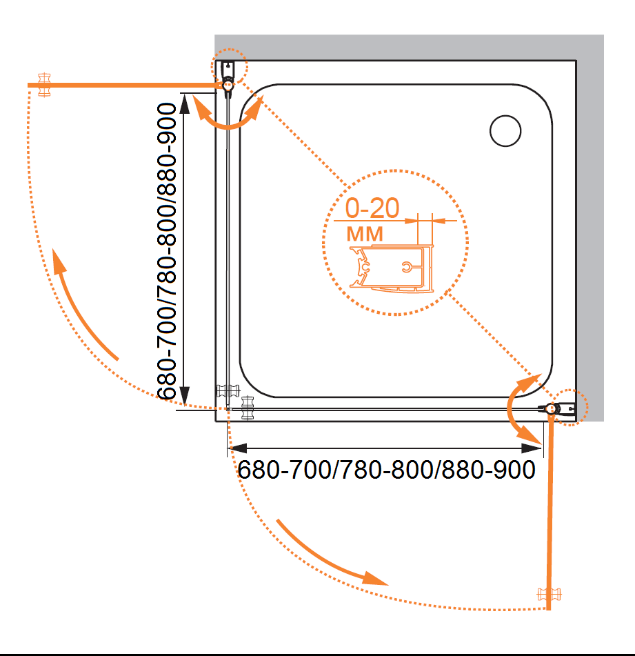Душевой уголок CEZARES ELENA-W-A-2-80-C-Cr - Вид №4