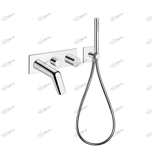 CRIRU102 Внешние части смесителя для ванны / душа для CRICS100 (правая сторона) - CRICS101 (левая сторона) с переключателем на 2 выпускных отверстия, гибким шлангом LONG LIFE, ручным душем против известкового налета и металлической пластиной Cristina Rubi CRISTINA Rubinetterie 