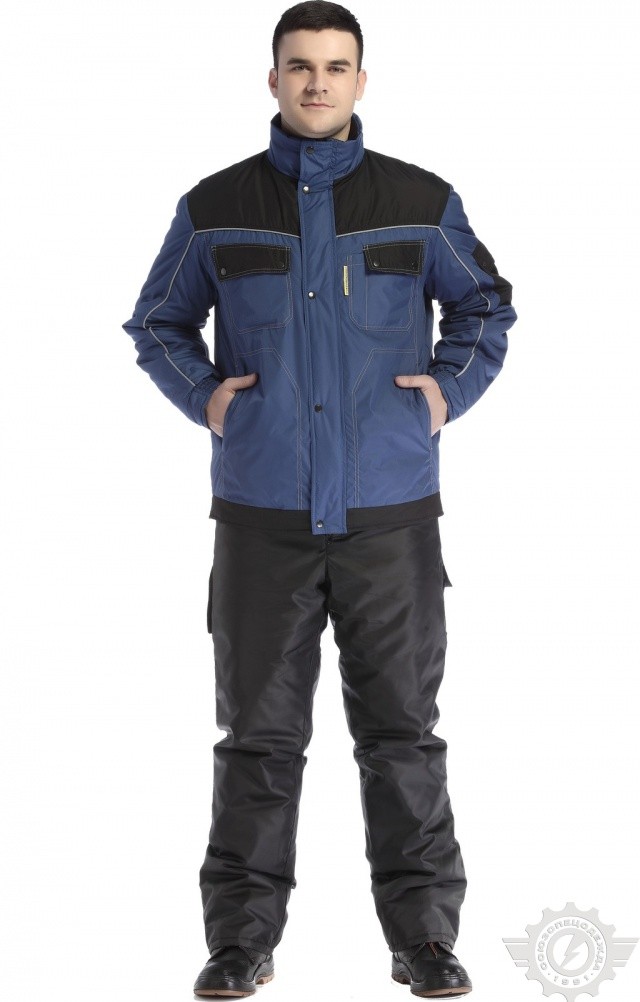 63665 Куртка "Стиль" василек-черная  Зимняя спецодежда  размер 60-62/170-176  - Вид №3