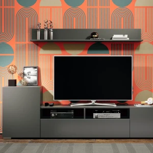 91682716 Модульная стенка Трия Сильвия 193x61x35 см ЛДСП цвет графит STLM-1510646
