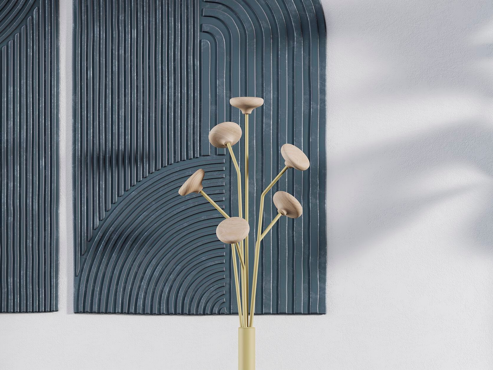 Стальная и деревянная напольная вешалка Manade Lotus, Piléa, Roseau ARCH-00062489 - Вид №2