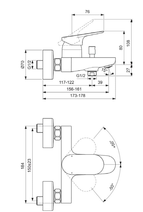Однорычажный открытый смеситель для душа Ideal Standard Ceralife O ARCH-00073314 - Вид №2