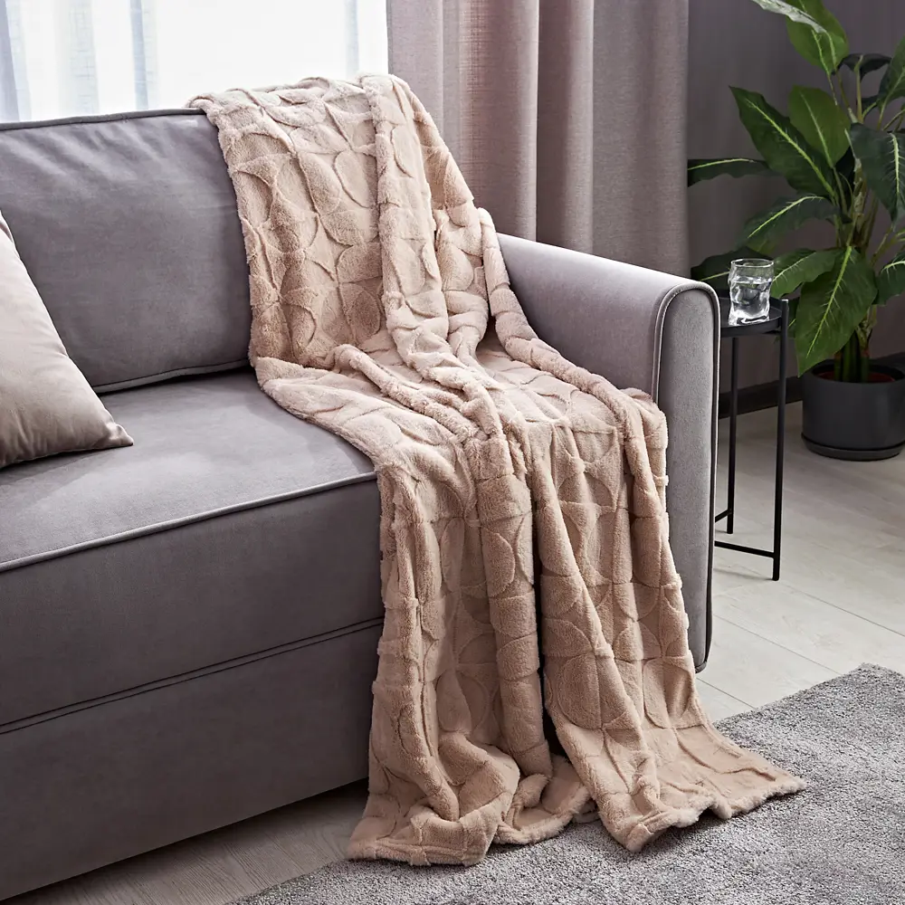 СТОЛИЦА ТЕКСТИЛЯ Плед Shapes - уютный велсофт кремового оттенка 88035585 STLM-1042258 - Вид №3