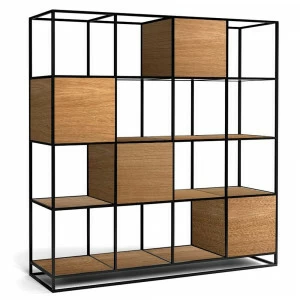 Стеллаж книжный открытый темный дуб Kvadra 4 INTELLIGENT DESIGN СТЕЛЛАЖИ KVADRA 260775 Коричневый;черный