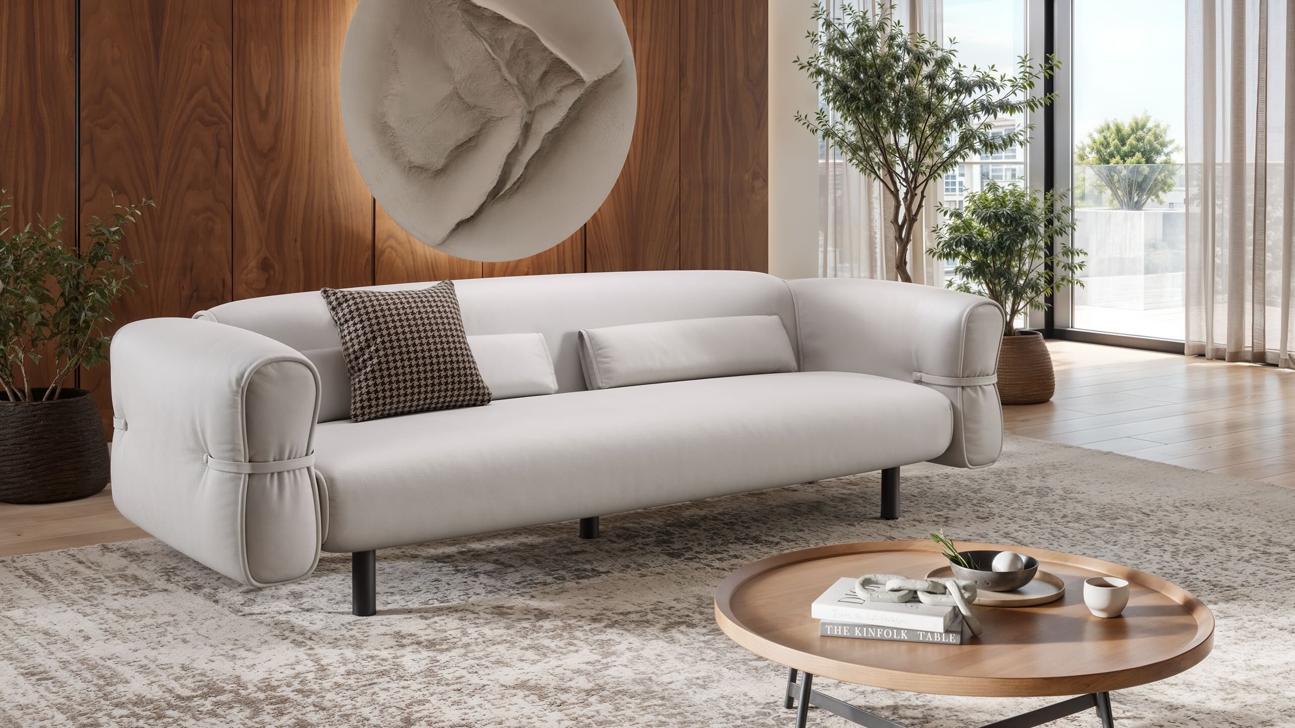 Кожаный линейный диван Sofanella Briano ARCH-00135190 - Вид №3