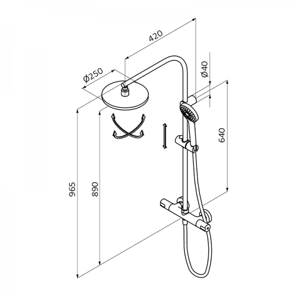138200 BASIC Душ термостатический с колонкой Хром GRB MIXERS  - Вид №1