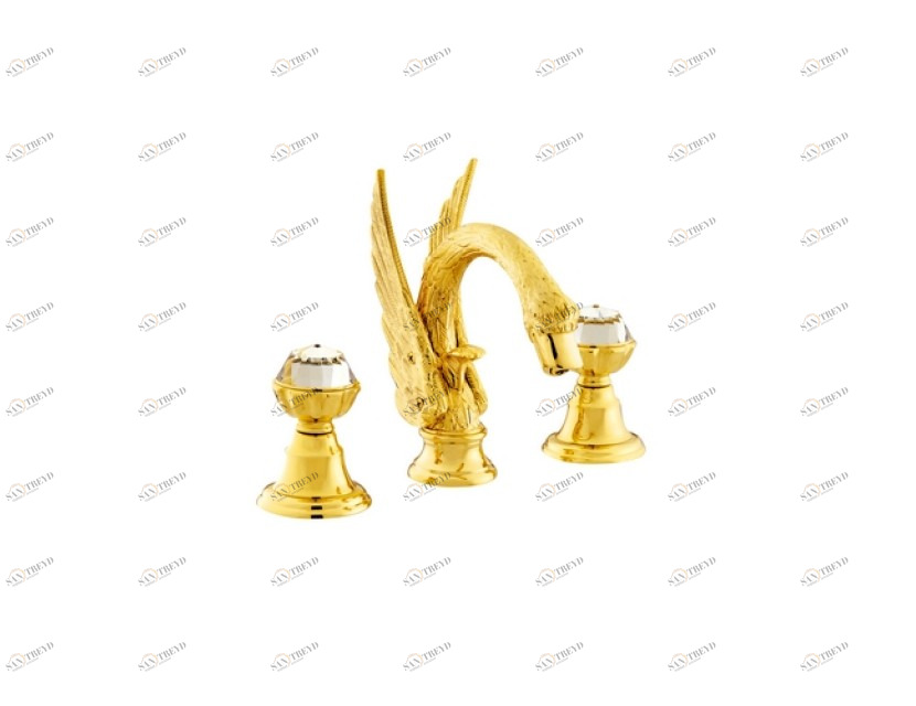 039242.A00.30 Раковина с тремя отверстиями и кристаллами swarovski swan series Античная латунь Mestre
