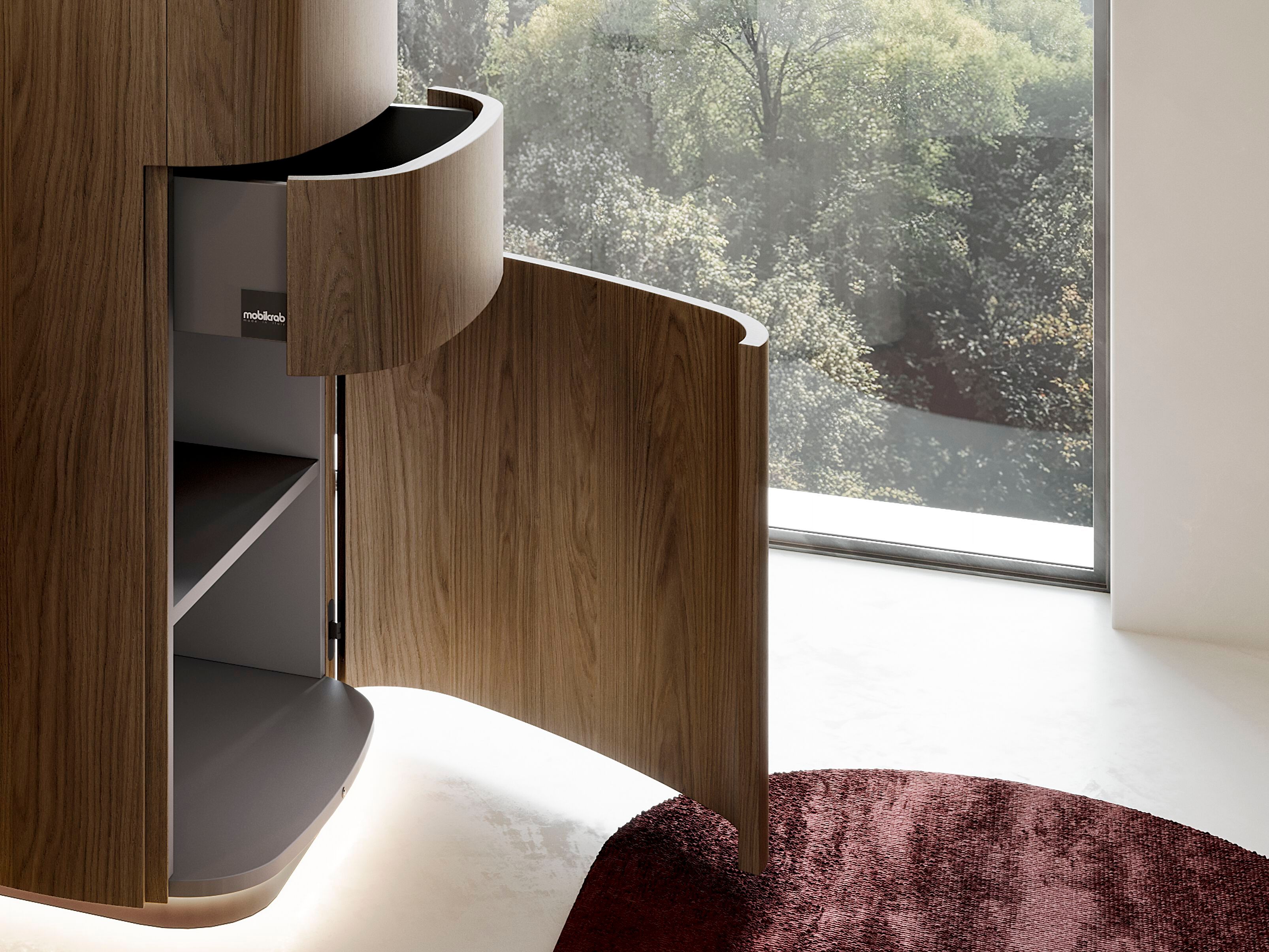 Шкаф для раковины HPL с зеркалом с держателем для полотенец Mobilcrab Curvy ARCH-00128710 - Вид №3