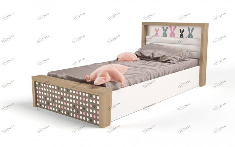 Кровать ABC-KING 190х120 №5MIX BUNNY №5 с под.мех (розовый) 4631147961730