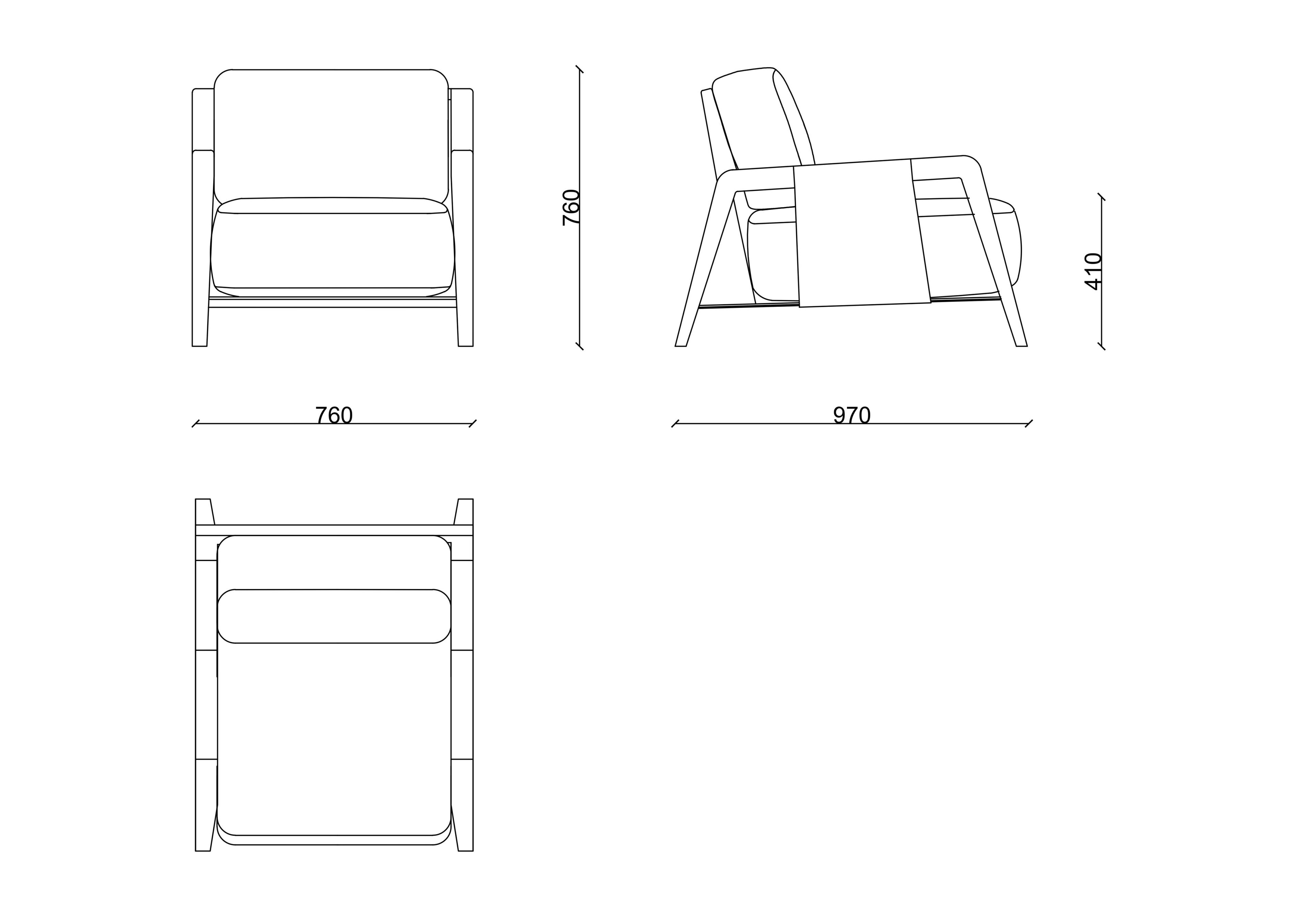 Тканевое кресло с подлокотниками RIVATELIER WOODY ARCH-00153025 - Вид №2