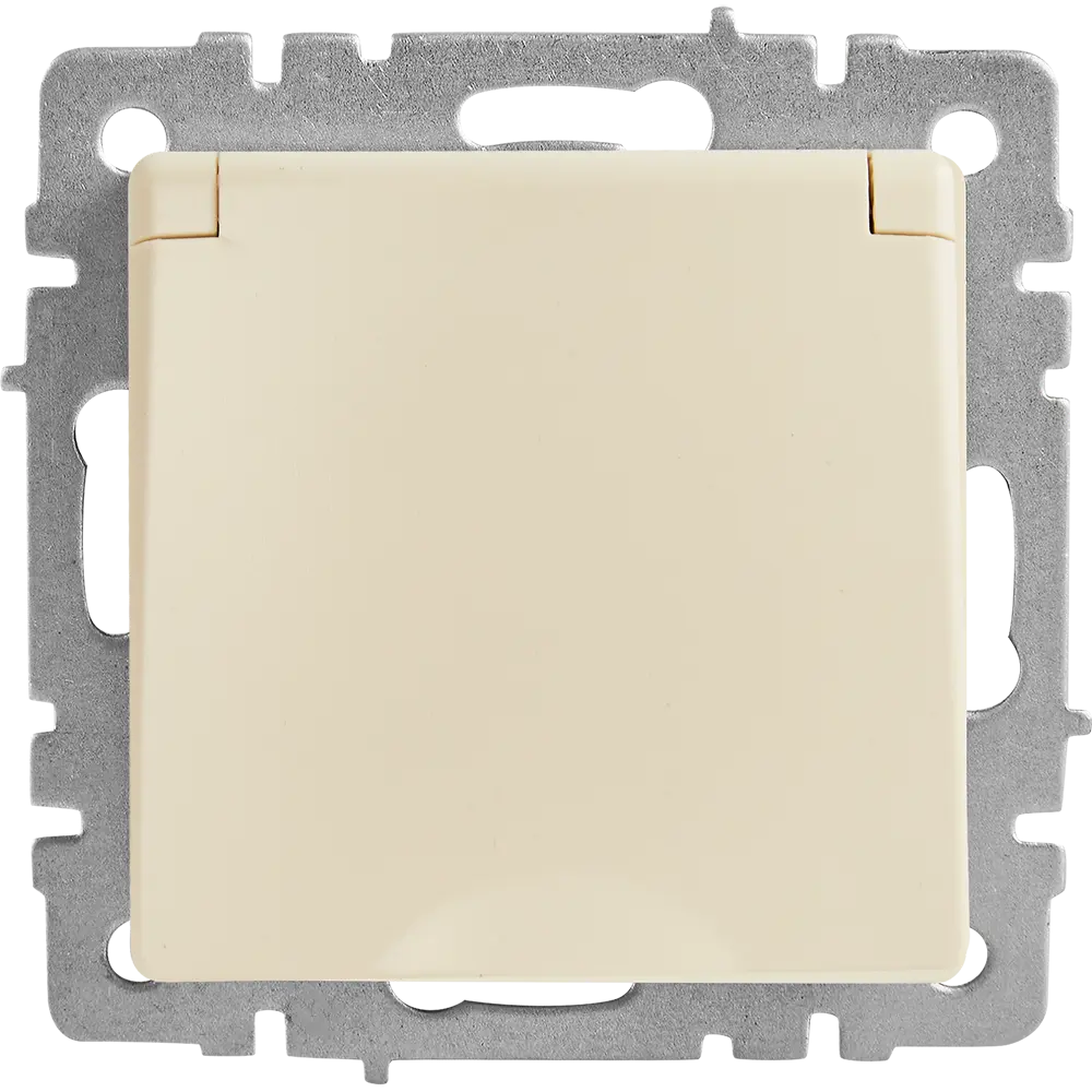 Розетка IEK Brite влагозащищенная с крышкой и шторками, бежевая 87761503 STLM-1115006