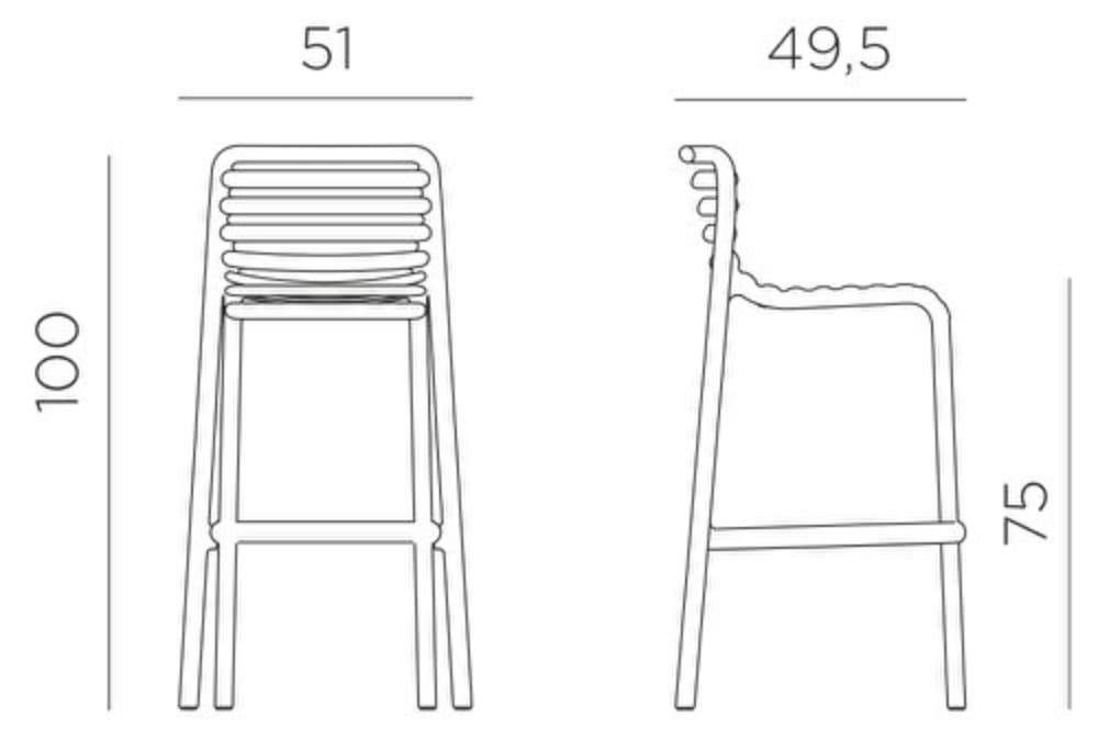 Высокий полипропиленовый садовый стул с подставкой для ног Nardi Doga ARCH-00127971 - Вид №8