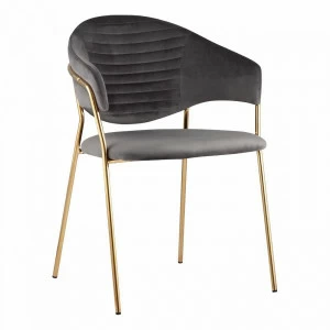 Стул с подлокотниками темно-серый вельветовый "Эвита" STOOL GROUP ДИЗАЙНЕРСКИЕ, ИНТЕРЬЕРНЫЕ 00-3881848 Серый