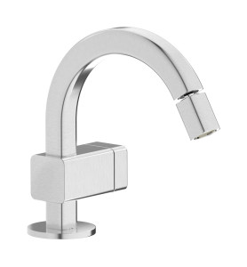 Прогрессивный смеситель для биде на 1 отверстие в комплекте с донным клапаном. WE ARE IB eo220ss_1 Brushed Nickel Elio