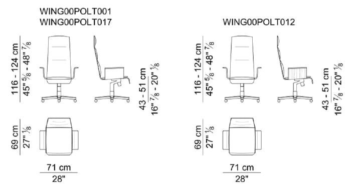 Кожаное вращающееся офисное кресло с высокой спинкой i 4 Mariani ARCH-00131798 - Вид №5