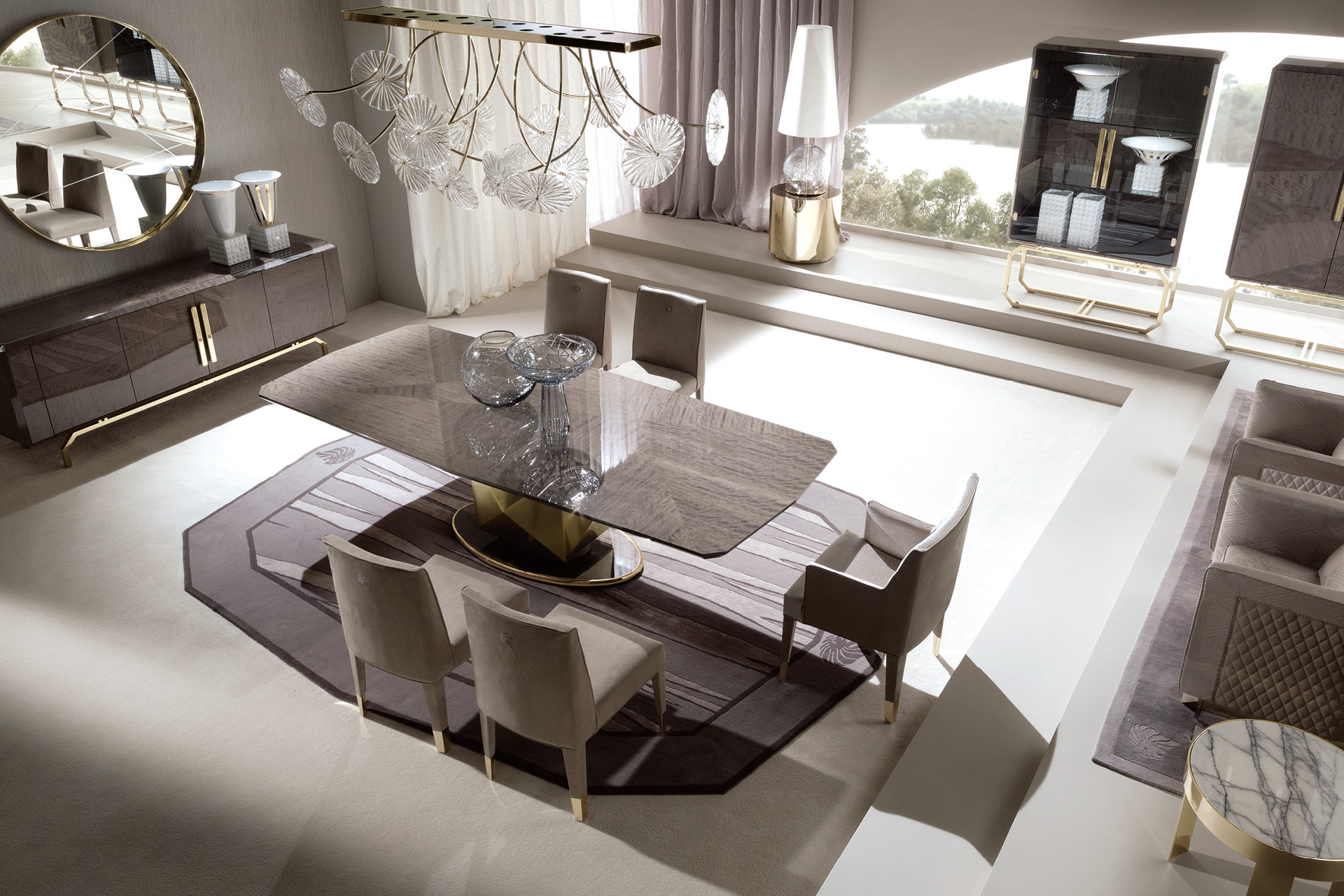 5800 Infinity прямоугольный стол с металлическим основанием в золоте - giorgio collection - Вид №2