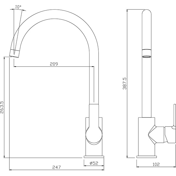 35-03 TITAN  Смеситель для кухни  ARGO kran 3503titan - Вид №1