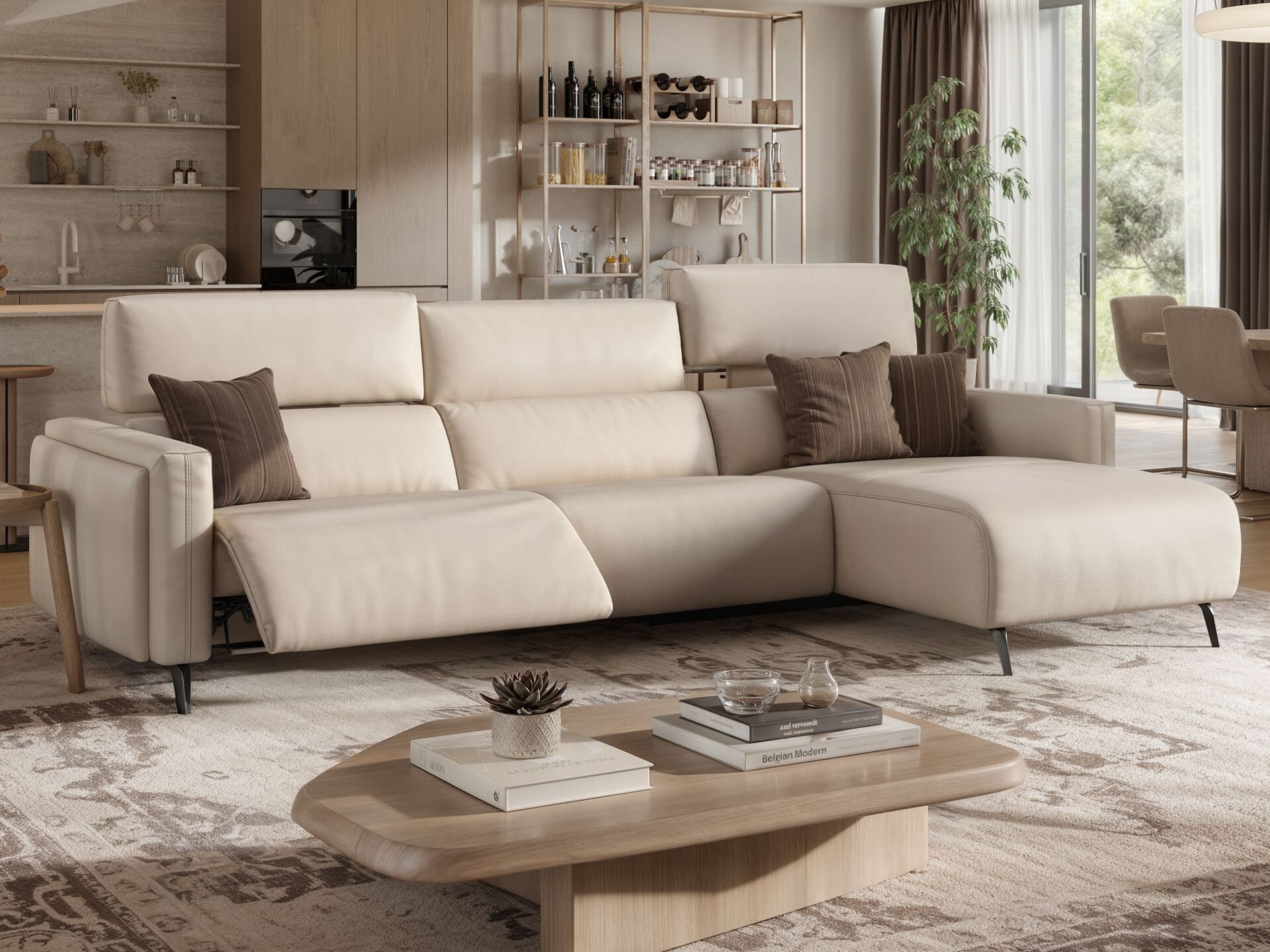 Кожаный диван с полуостровом Sofanella Avella ARCH-00119540 - Вид №3