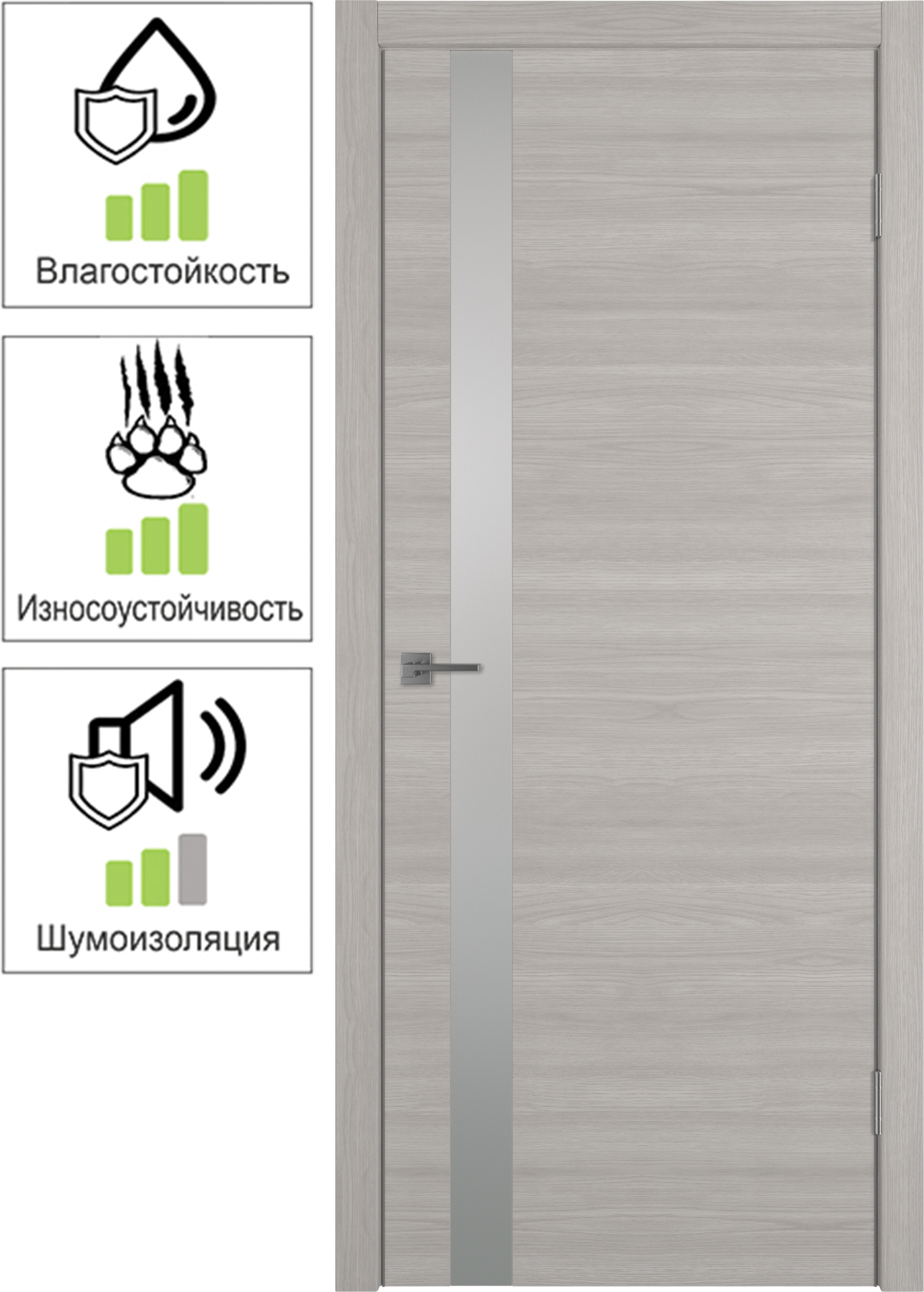 84021350 Дверь межкомнатная Канзас остекленная ПВХ ламинация цвет дуб европейский серый 90x200 см (с замком и петлями) STLM-0046224 VFD