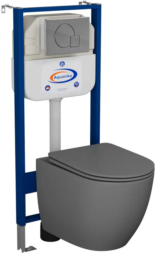 91778070 Комплект инсталляции Bauedge Bau Aquanika 10.702.450.00.00-BL0001-DG-01.02.10, с унитазом безободковым Bau Dream 49,5х36, темно-серый матовый STLM-0971216