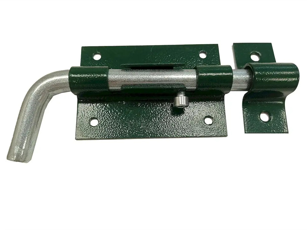 91376089 Засов для калитки 150 мм d14 с гнутым ригелем цинк ППК RAL 6005 1 шт STLM-0901086