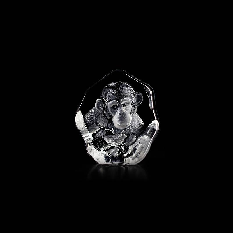 33569 Скульптура из прозрачного хрусталя «Шимпанзе», 90/95 мм. Maleras 