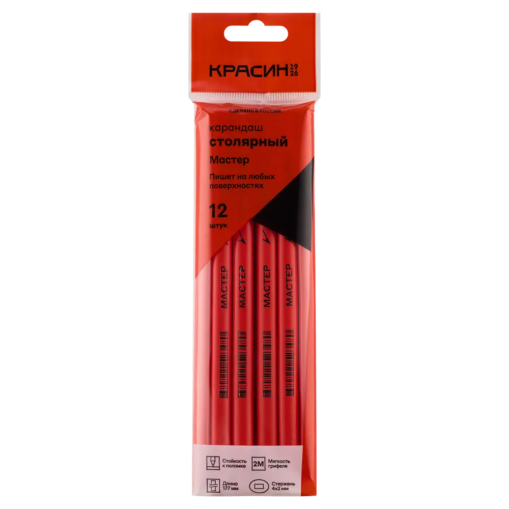 Карандаш строительный Красин С-098 серый, 12 шт STLM-2171546 - Вид №1