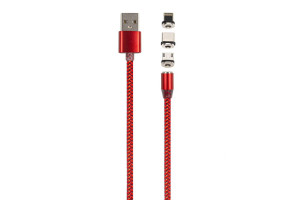 17264334 Дата-кабель магнитный USB -Type-C/8 - pin/micro USB 3 в 1 нейлоновая оплетка УТ000023353 Red Line