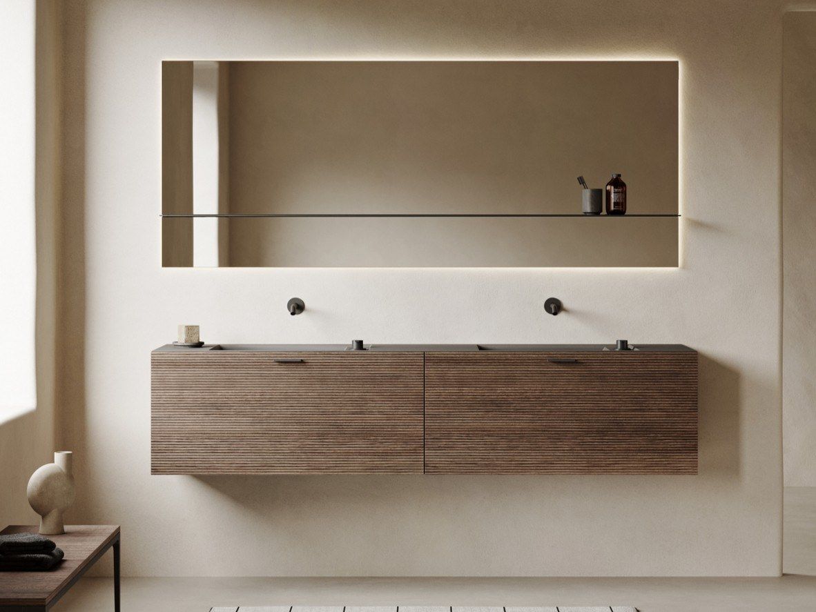 Деревянный подвесной двойной умывальник с ящиками Inbani решетки ARCH-00123408