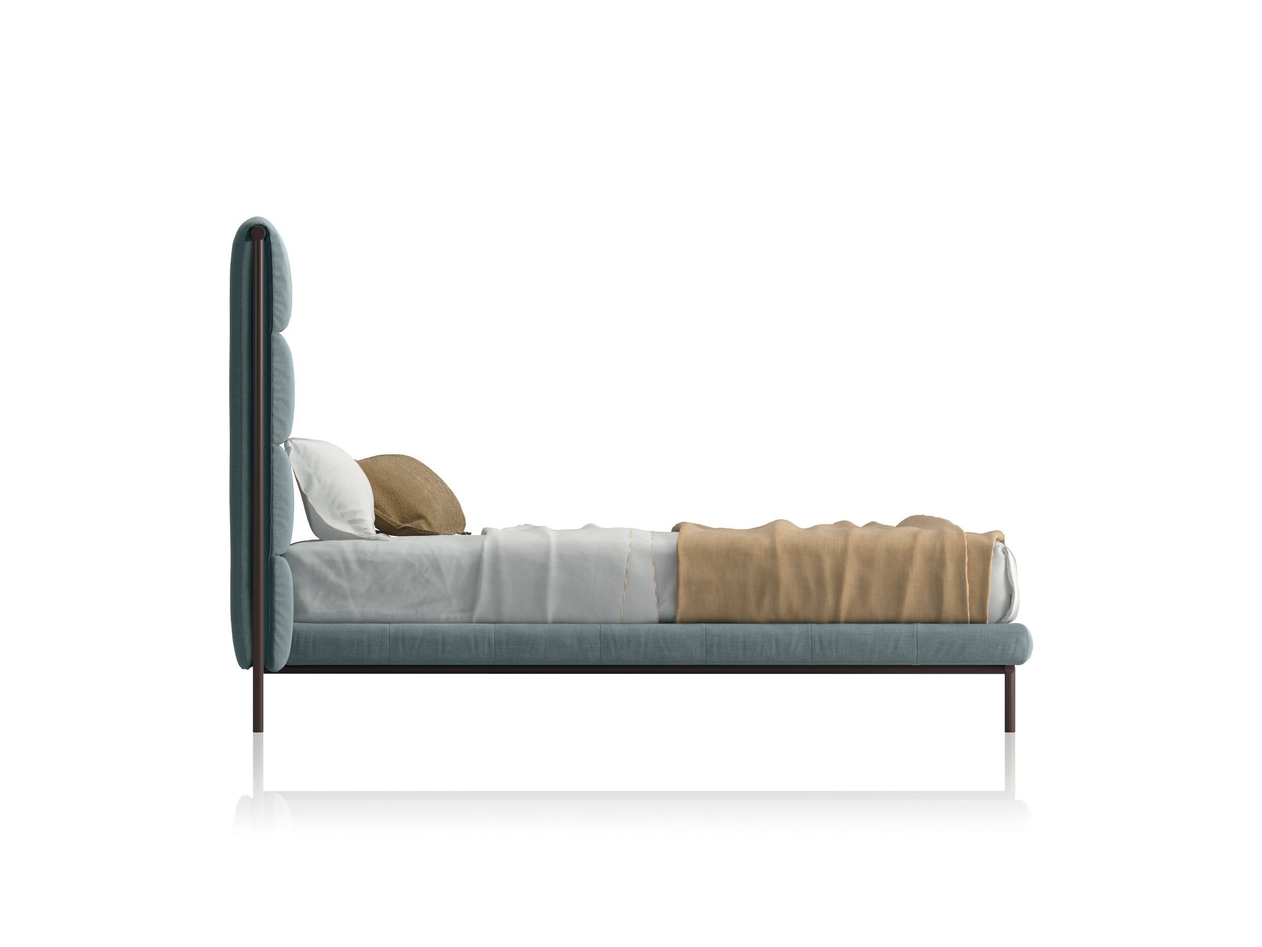 Двуспальная кровать из ткани с высоким изголовьем Natuzzi Italia Poly ARCH-00127591 - Вид №1