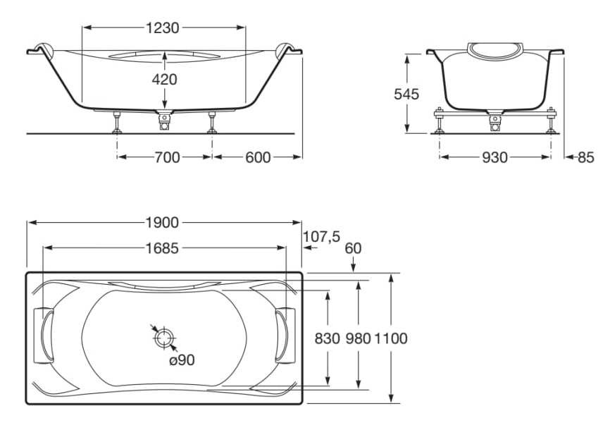 Утопленная акриловая прямоугольная ванна Roca BECOOL 2479 / 2480 ARCH-00133076 - Вид №3
