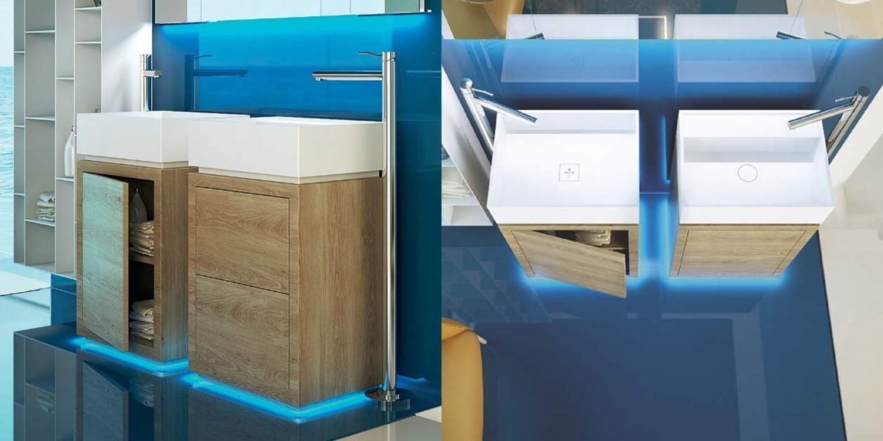 Moma Design Раковина с тумбой Wood Tower 2 BATHROOM белая/дуб натур Woodtower TWLD02CNRN - Вид №3