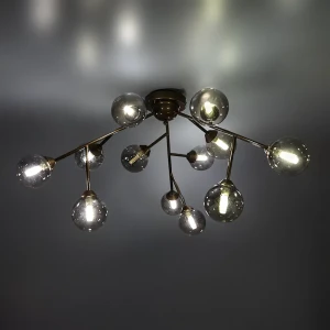 Люстра потолочная Vitaluce Акация 12 ламп 36м² G9 коньячная бронза