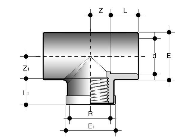 SANIT 222567000100110 Распределительная Тройник 90 ° С ПВХ-металлическое кольцо усиливается  - Вид №1