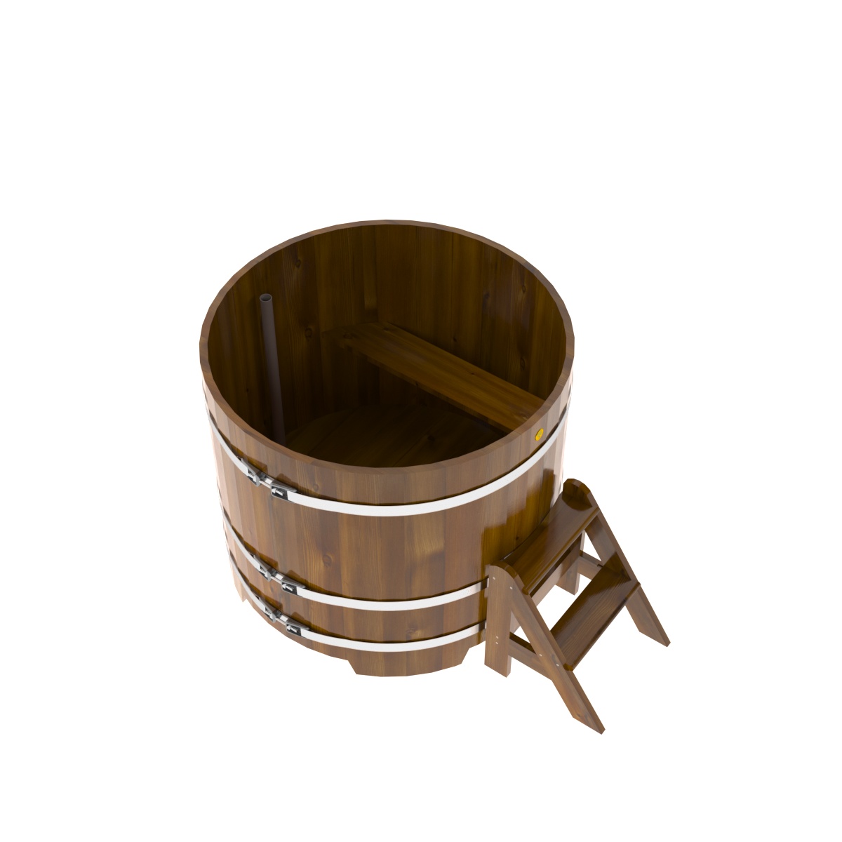 2222 Купель круглая из лиственницы Рустик d=1,17х1,0 морёная Alyarus  - Вид №2