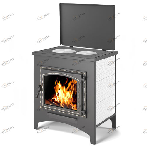 Печь-камин Везувий ПК-04 (240) с плитой (бежевый) 6566