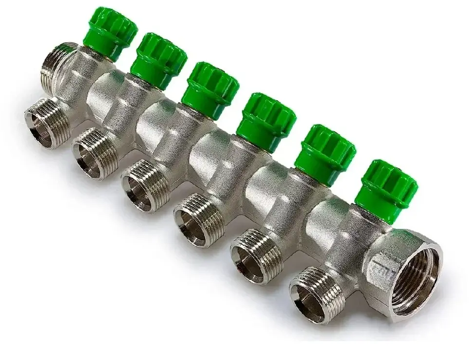 91011876 Коллектор регулировочный 45° TIM 3/4"х1/2 6 выходов MR135N-3/4-6 STLM-0805186
