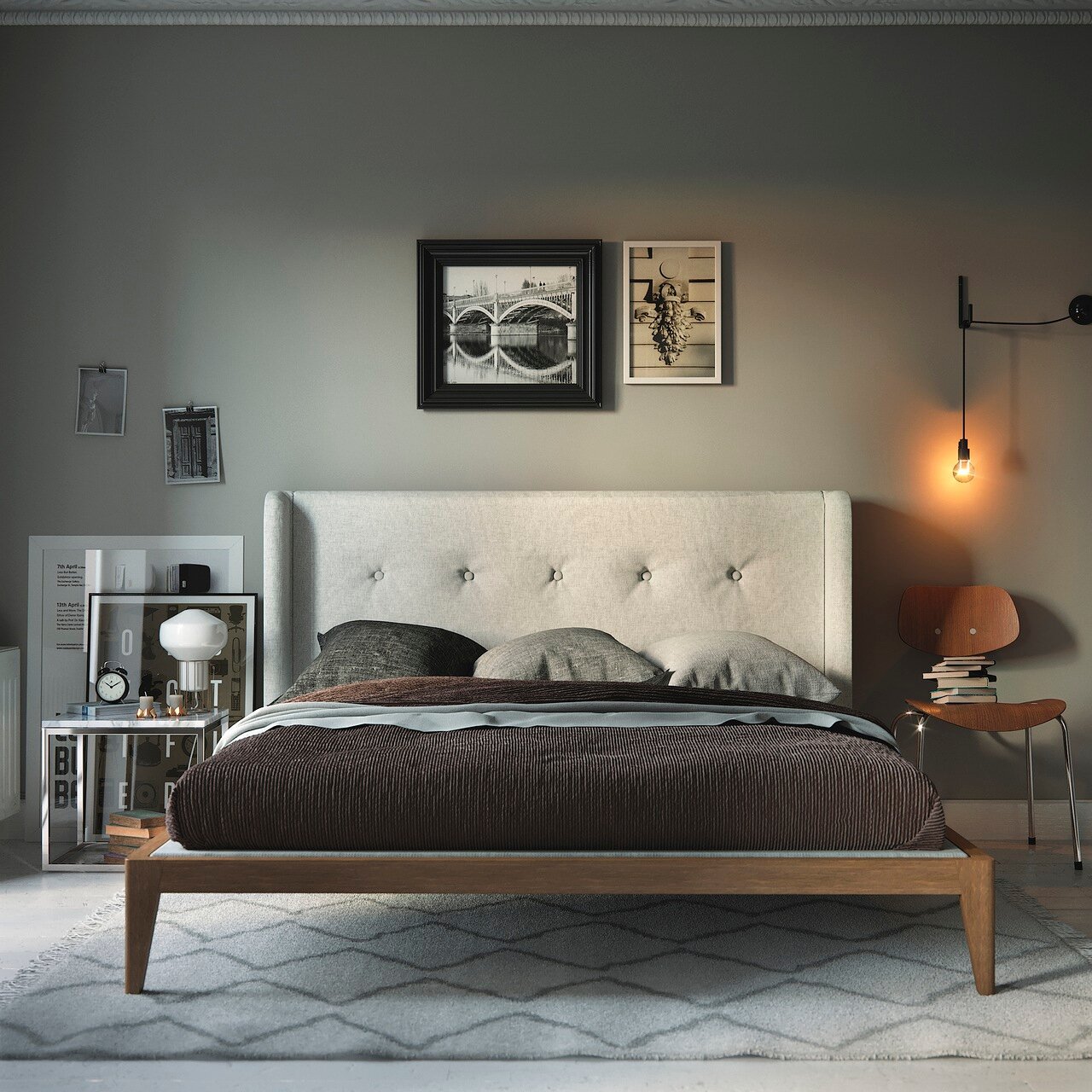Кровать полутораспальная 140x200 светло-серая Fly Soft new BRAGIN DESIGN ДИЗАЙНЕРСКИЕ 256420 Коричневый;серый  - Вид №5