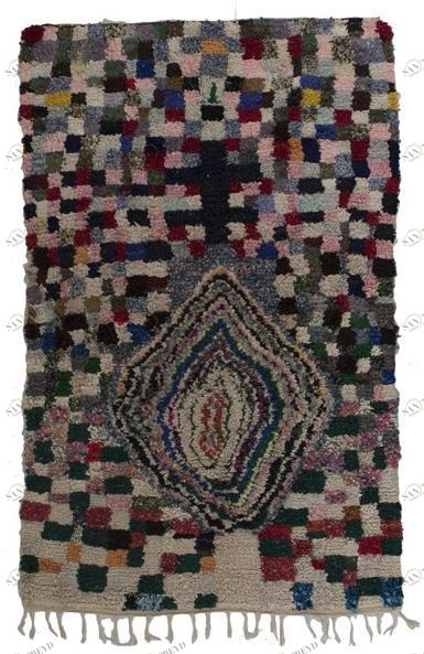 AFOLKI Прямоугольный шерстяной коврик с длинным ворсом Boucherouite Taa1127be