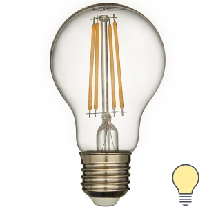 Лампа светодиодная филаментная Osram Superstar Classic A E27 220 В 7 Вт груша прозрачная 806 лм жёлтый свет для диммера 82455737 STLM-2074006