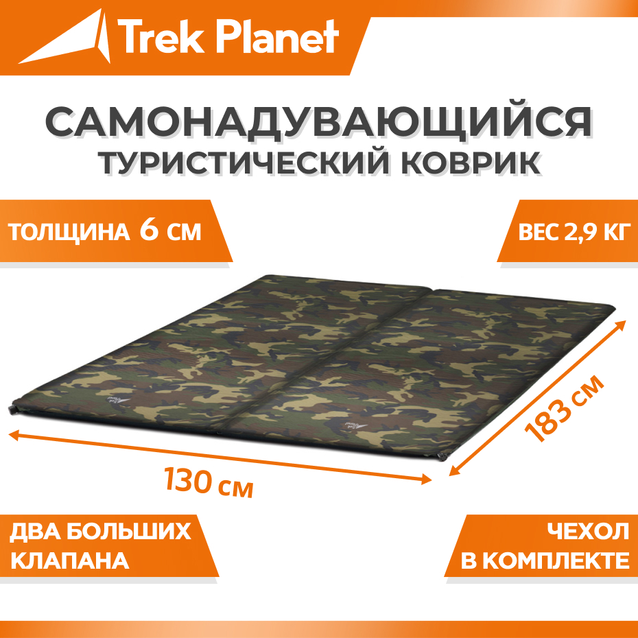 90310050 Коврик двухспальный Forester 60 Double 183х130х6 см кемпинговый камуфляж STLM-0178058 TREK PLANET