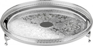 10611769 Queen Anne Блюдо круглое на ножках Queen Anne 35см, высокий борт, сталь, посеребрение Сталь нержавеющая с посеребрением