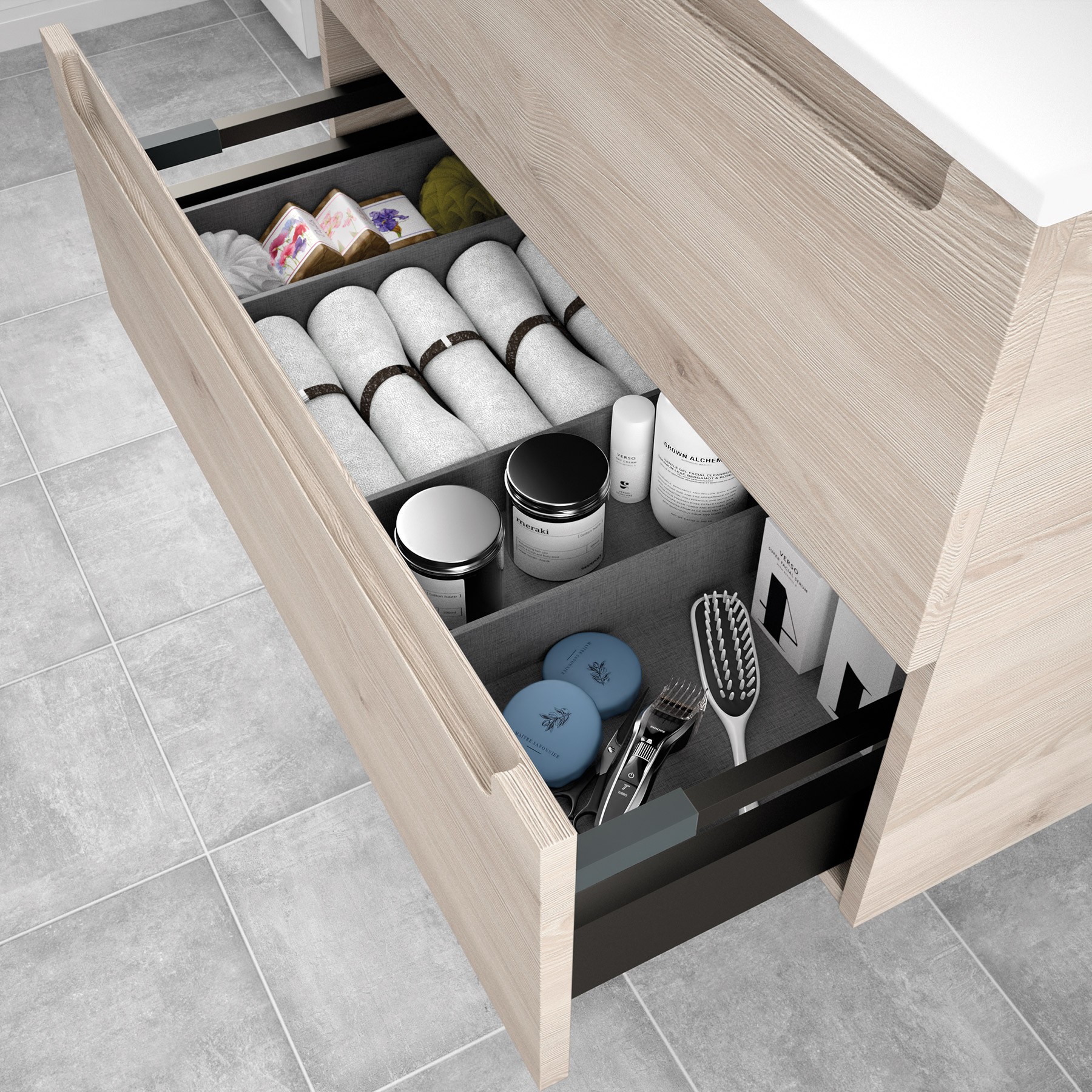 23942 SALGAR Мебель под умывальник MONTERREY 1200 2 металлических ящика NATURAL 1197 x 540 x 450 мм Естественный  - Вид №2