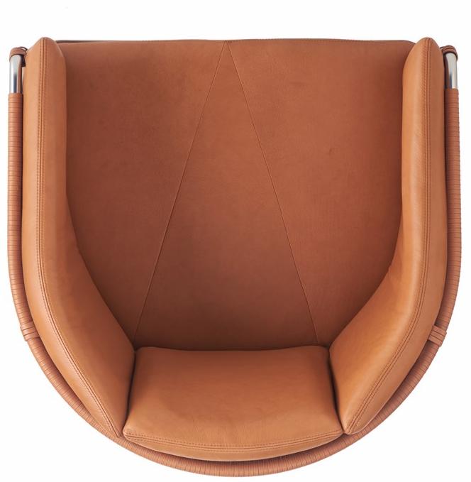 BassamFellows Санное кресло с кожаной обивкой и подлокотниками Geometric Cb-454 - Вид №6