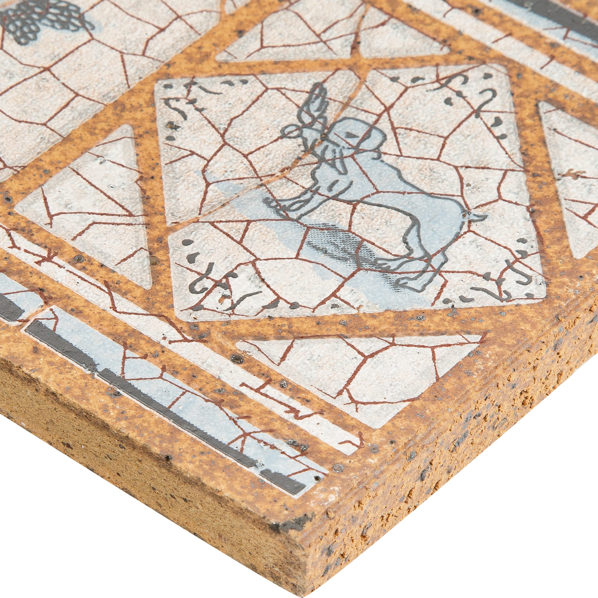 12838011 Вставка-подступенник Cadaques Azul 12х33 см клинкер с рисунком Gresan Natural Santreyd  - Вид №2