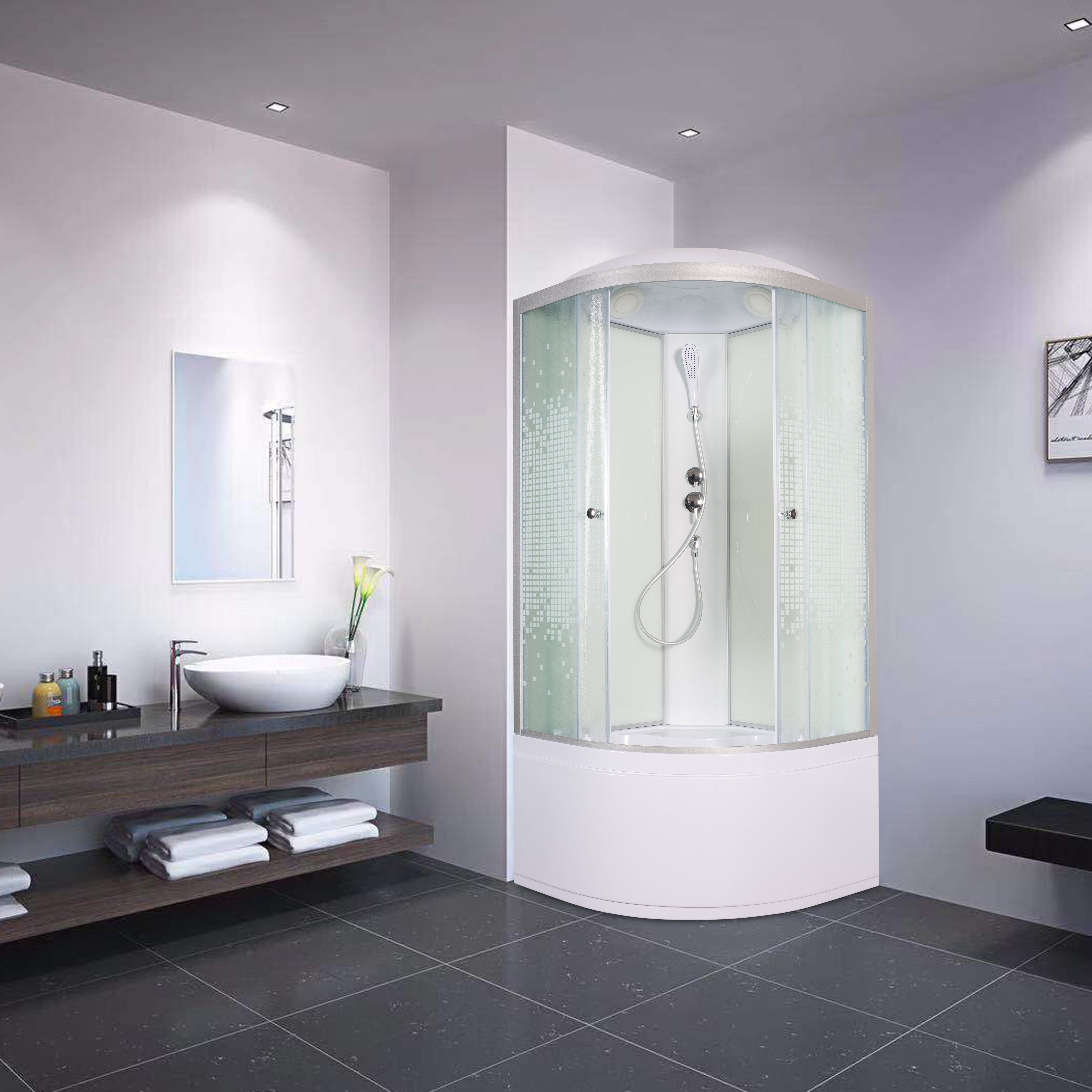 А01 LED с кнопкой и гидромассажем Душевая кабина DETO Серия А L 990 стандартная - Вид №31