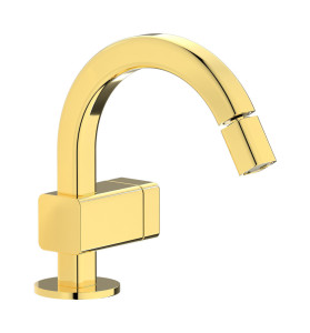 Прогрессивный смеситель для биде на 1 отверстие в комплекте с донным клапаном. WE ARE IB eo220oo_2 Gold Elio