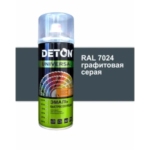90357146 Эмалевая аэрозольная краска DETON DTN-A07254 глянцевый цвет графитовый серый 520 мл STLM-0857838